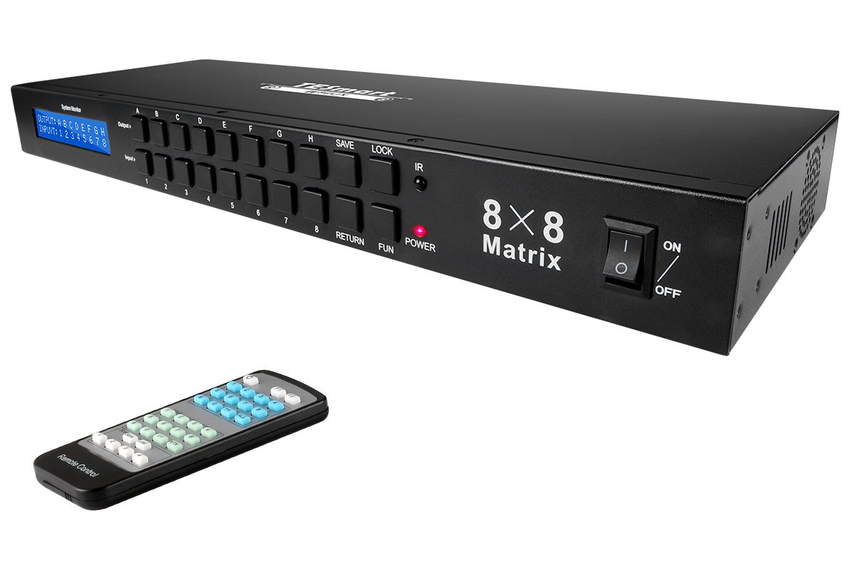 HDMIマトリックススイッチ 8:8 4K対応 多機能リモコン ラック対応