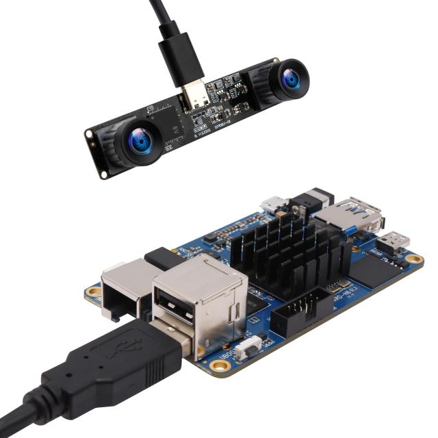 ELP 60fps 3Dステレオ同期USBカメラモジュール4MP 85度歪みなし