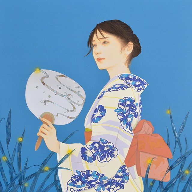 夢裡」 2018/455×455 絹本彩色 #日本画 #岩絵具 #絵画 #絵 #美人画