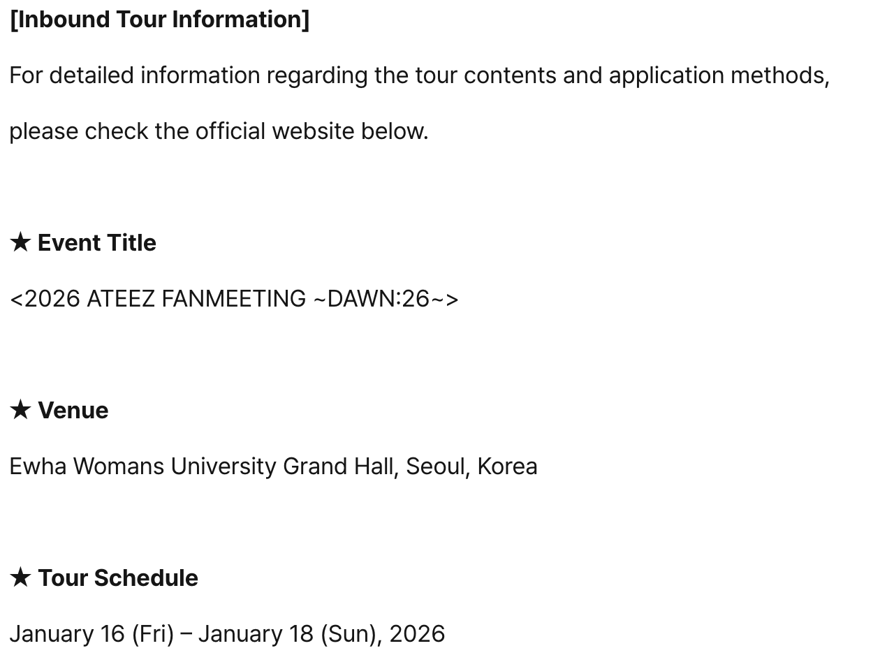 251113 ATEEZ Official TOKTOQ: [2026 ATEEZ FANMEETING ~DAWN:26