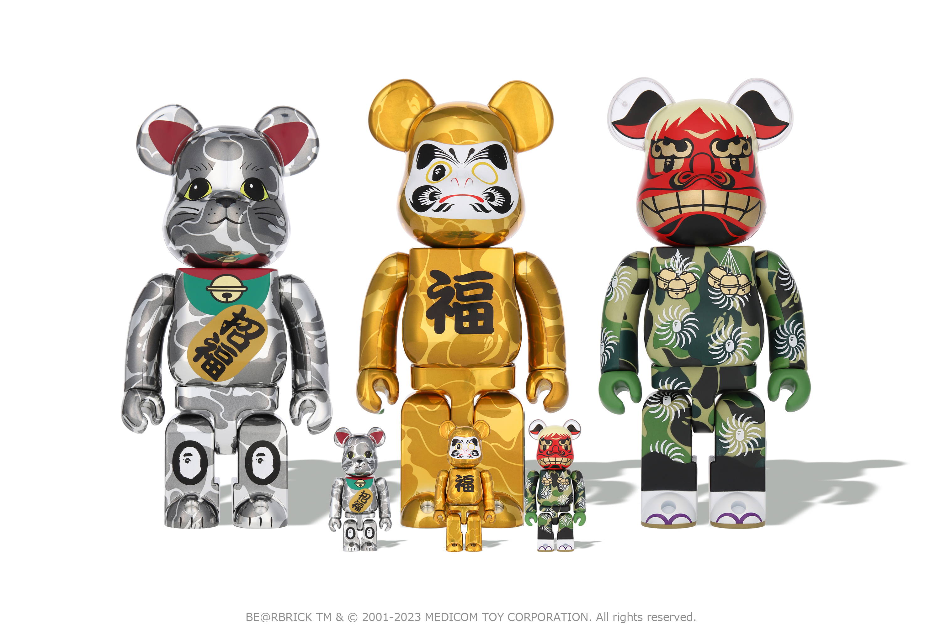 BE@RBRICK BAPE®︎ 招き猫 銀メッキ / 達磨 金メッキ / 獅子舞 | bape.com