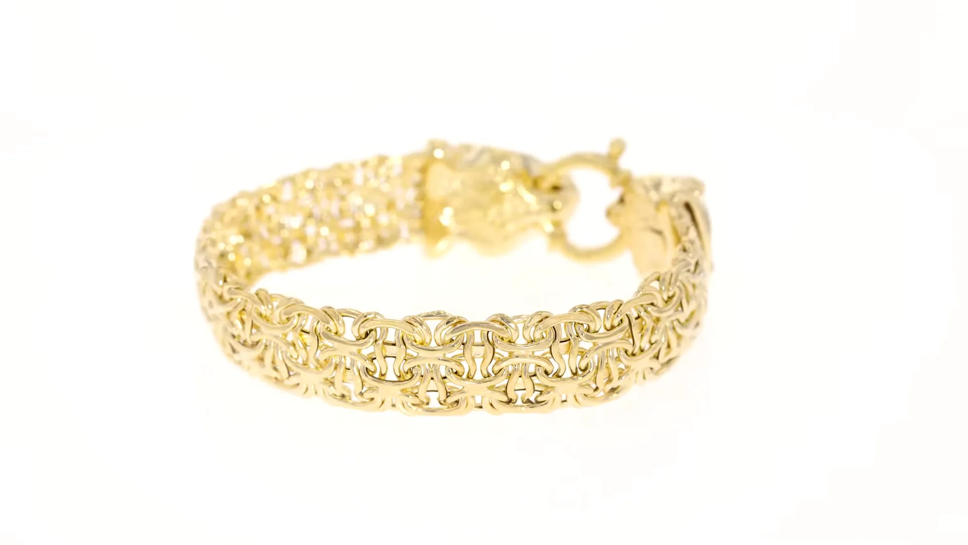Italian 14kt Yellow Gold Double Panther Head Link Bracelet | Ross