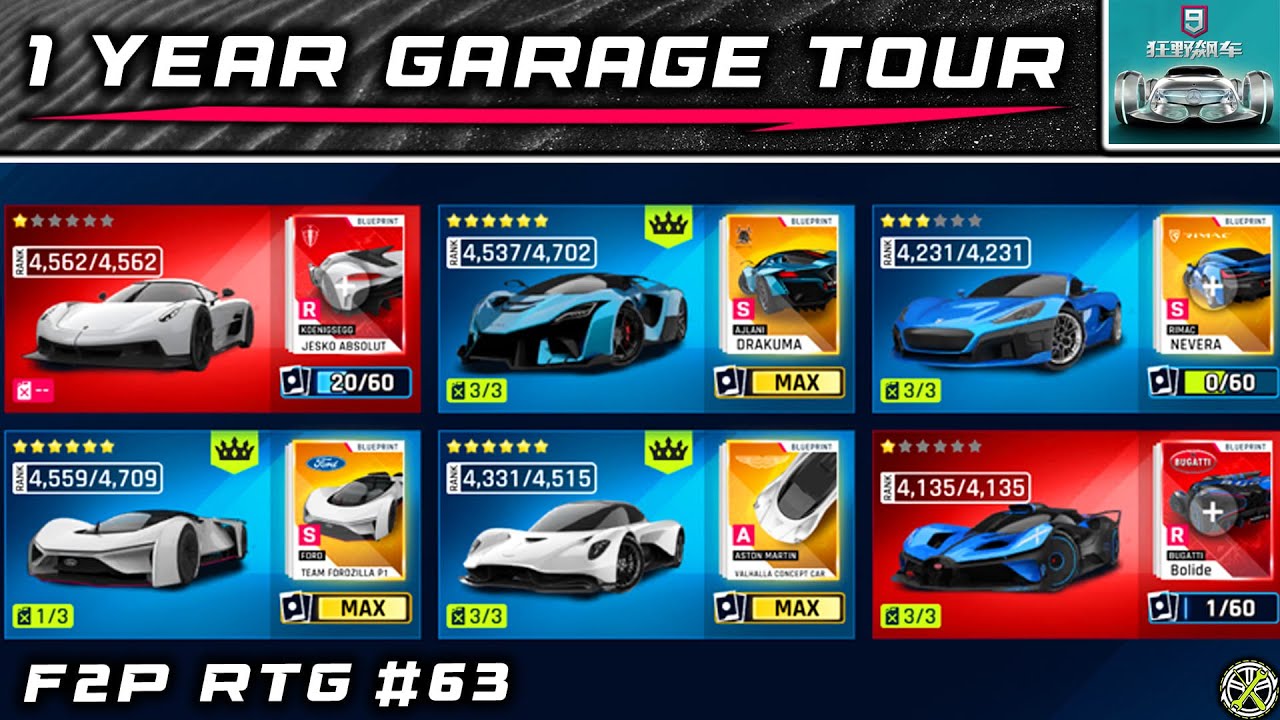 Asphalt 9 CN | Garage Tour after 1 year of playing | F2P RTG #63