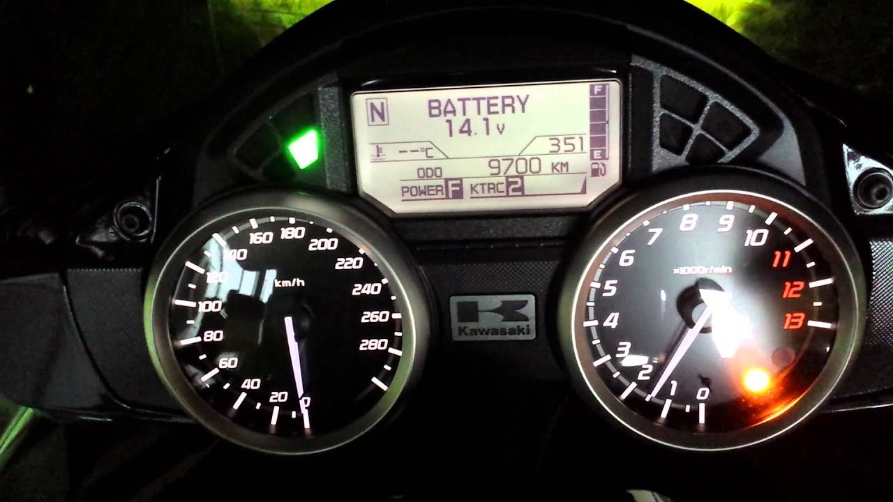 Kawasaki ZX-14R エンジン警告灯 - YouTube