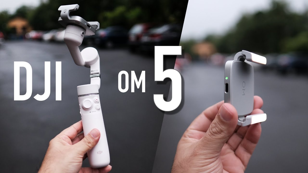 DJI OM 5 Sunset White gimbal and unique DJI Fill Light Phone Clamp