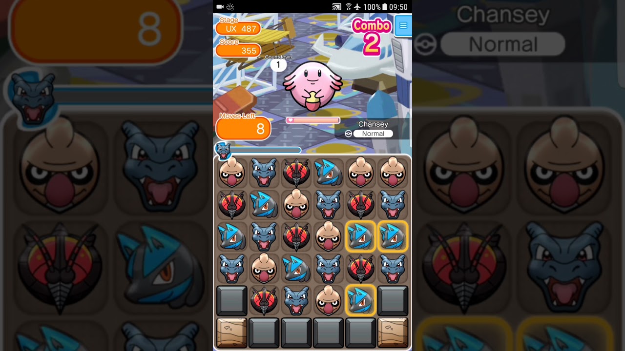 Pokemon Shuffle Mobile UX Stage 487 Chansey ITEMLESS『ポケとる