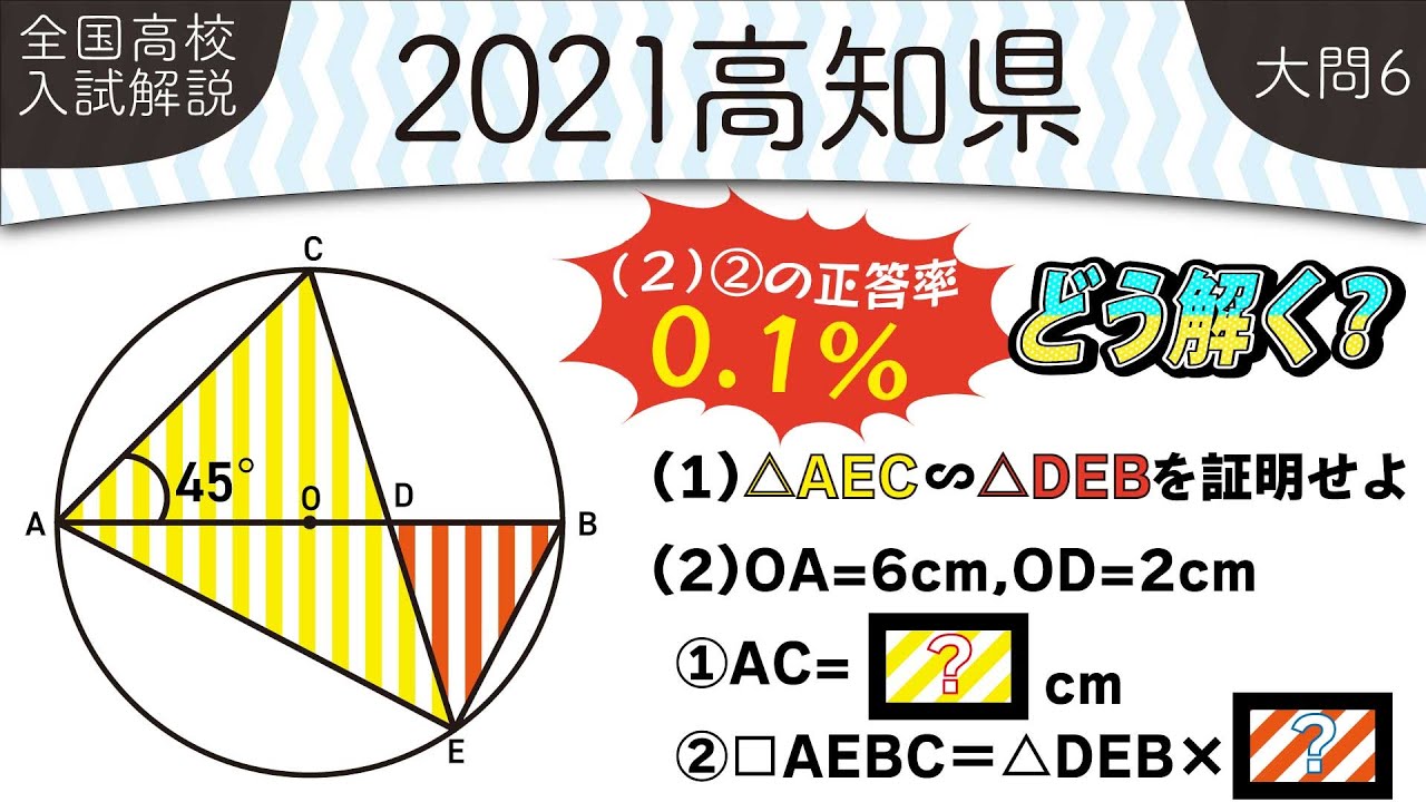 2021年全国高校入試数学解説】 高知県大問6 高校入試 高校受験 令和3