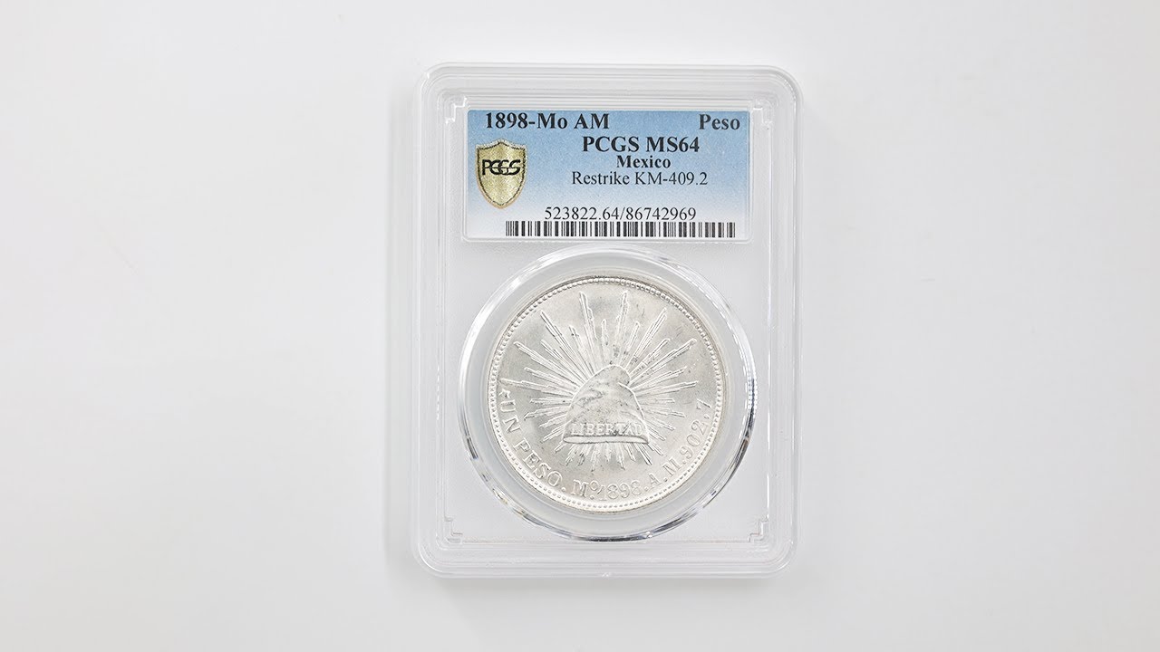 1898 MO AM メキシコ リバティキャップ 1ペソ 銀貨 未使用 PCGS MS 64
