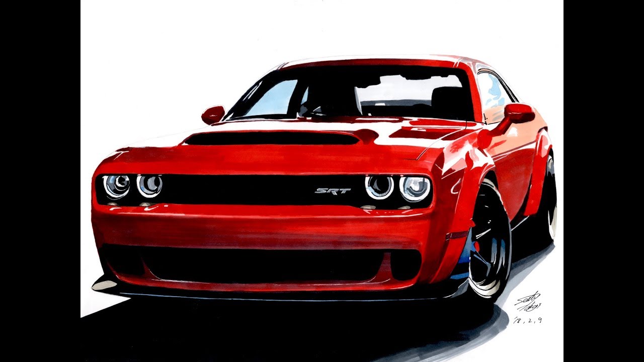 車絵】Dodge Challenger SRT Demon Drawing ダッジ チャレンジャー