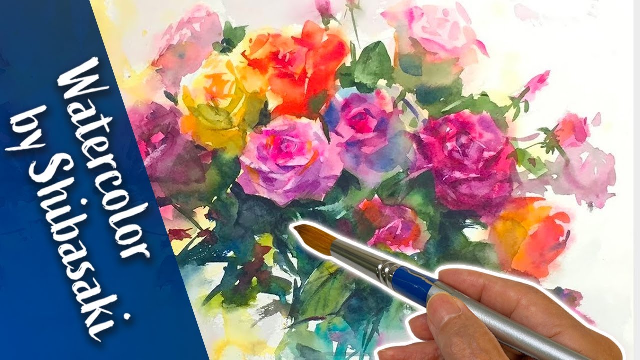 Watercolor demonstration | Roses 水彩画〜薔薇 - YouTube
