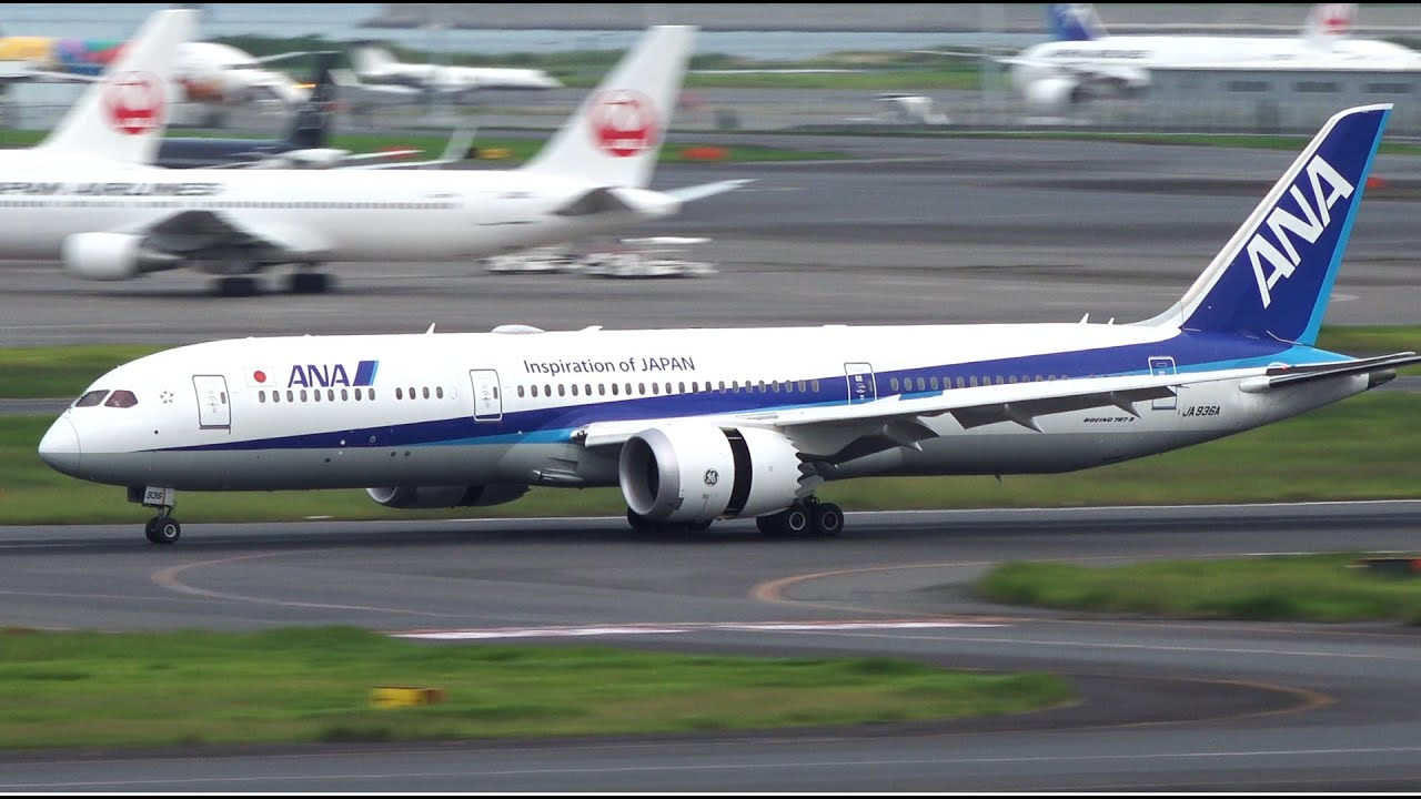 GE Engine | ANA Boeing 787-9 JA936A Landing at HND 34L | Tokyo