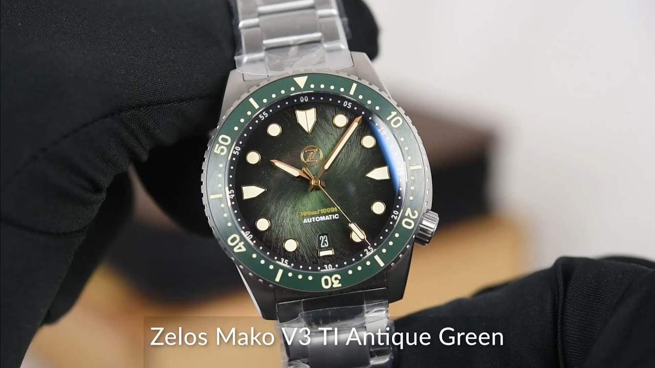 Zelos Mako V3 TI Antique Green - SeriousWatches.com