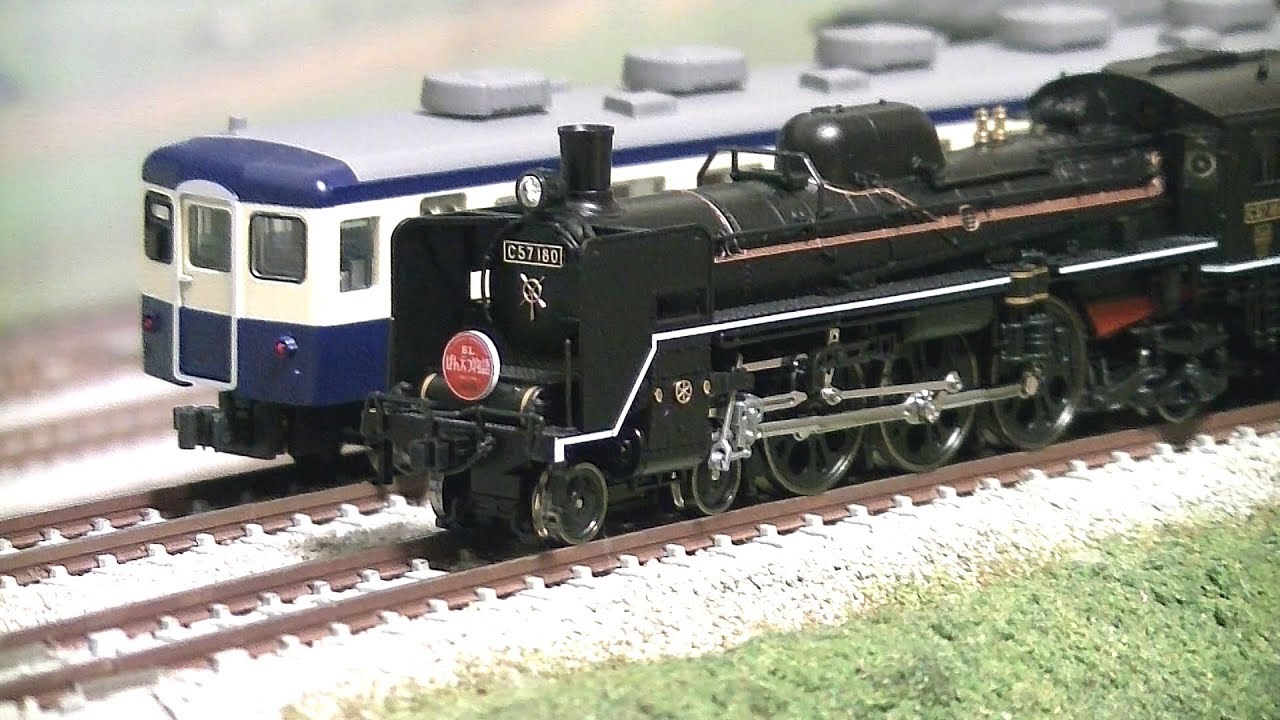 Nゲージ C57 180号機+12系「SLばんえつ物語」新塗装 - YouTube