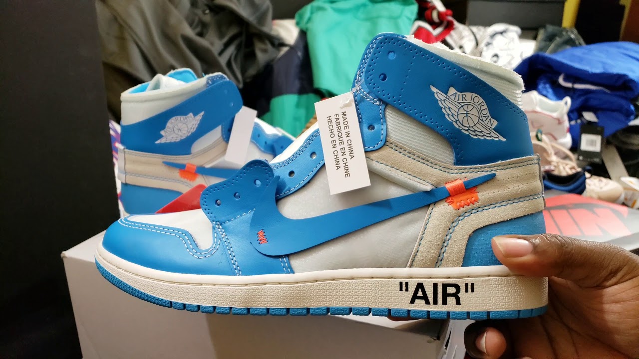 NEW OFF WHITE X AIR JORDAN RETRO 1 OG 'UNC' RETAIL REVIEW - YouTube