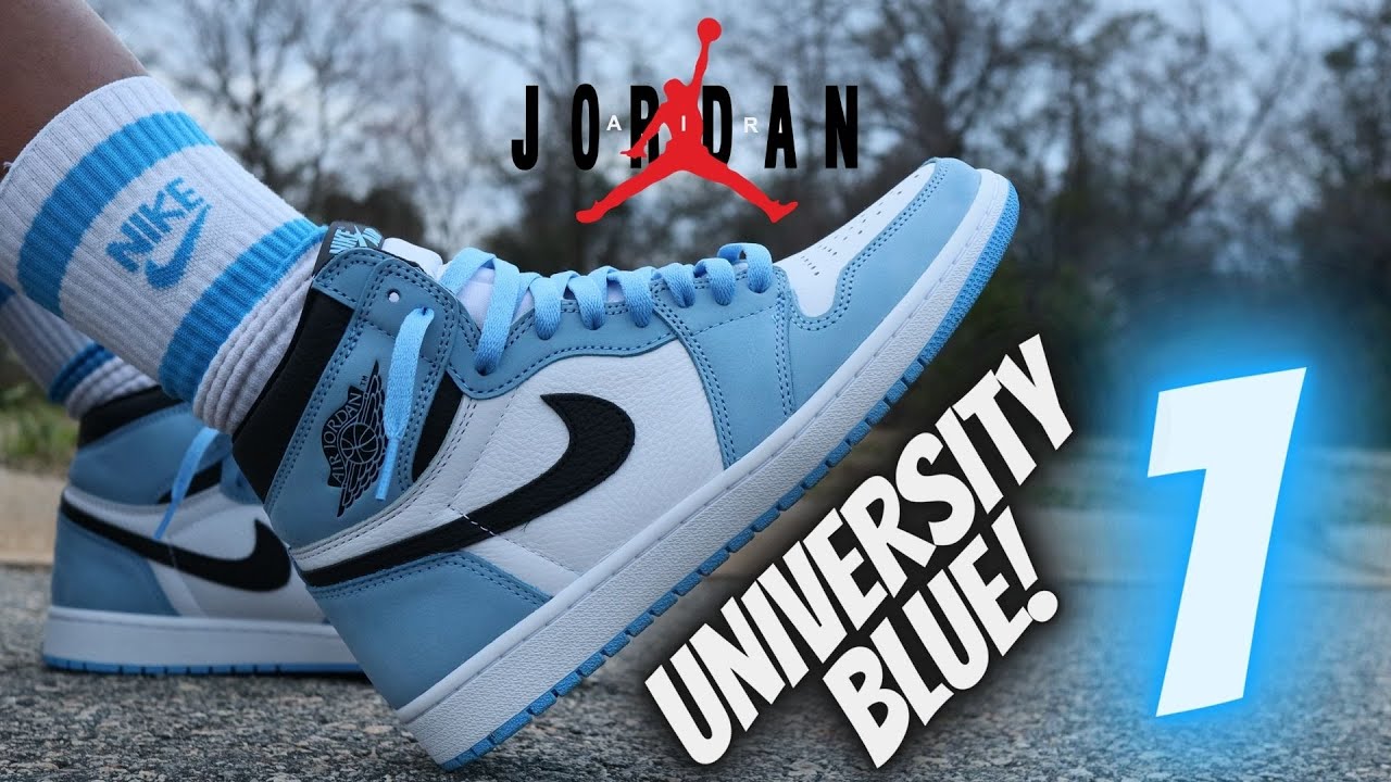 JORDAN 1 UNIVERSITY BLUE REVIEW & ON FEET W/ LACE SWAPS!! - YouTube