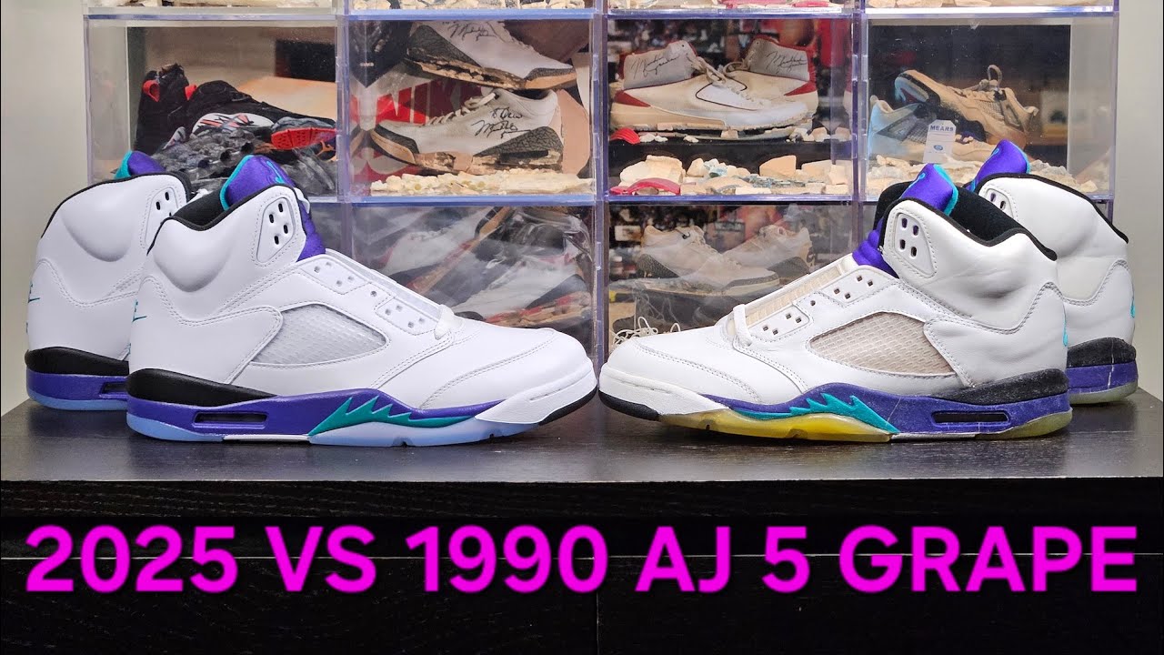 Air Jordan 5 grape comparison 1990 VS 2025 - YouTube
