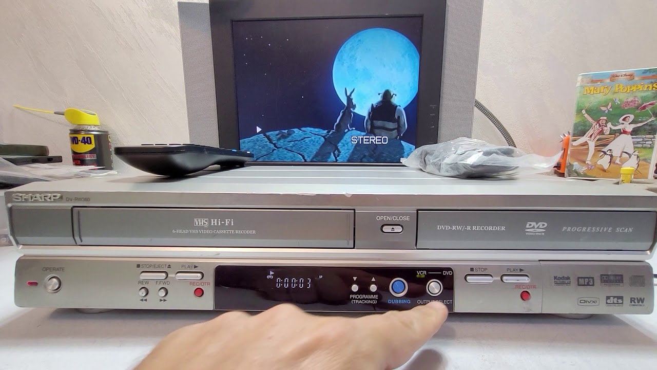 VIDEOREGISTRATORE VHS DVD PLAYER SHARP DV-RW360 CON TELECOMANDO