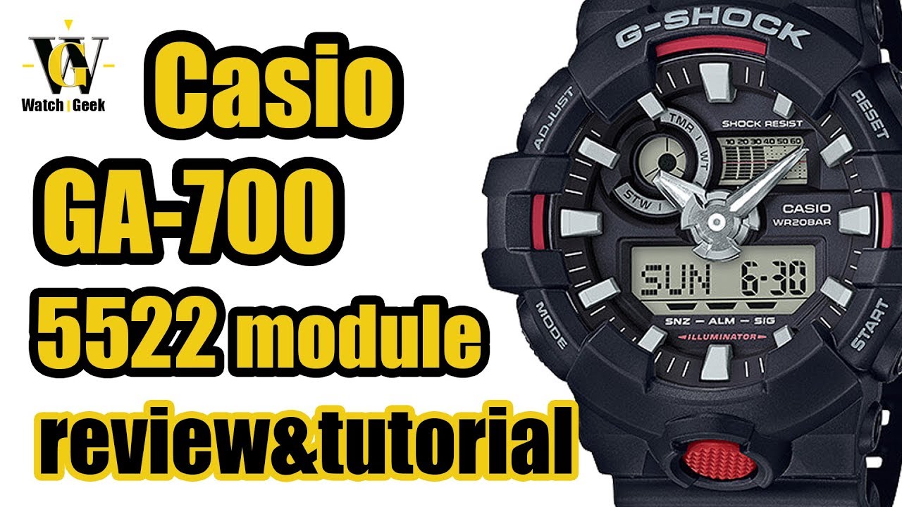 Casio GA 700 G shock - module 5522 - review & tutorial on how to