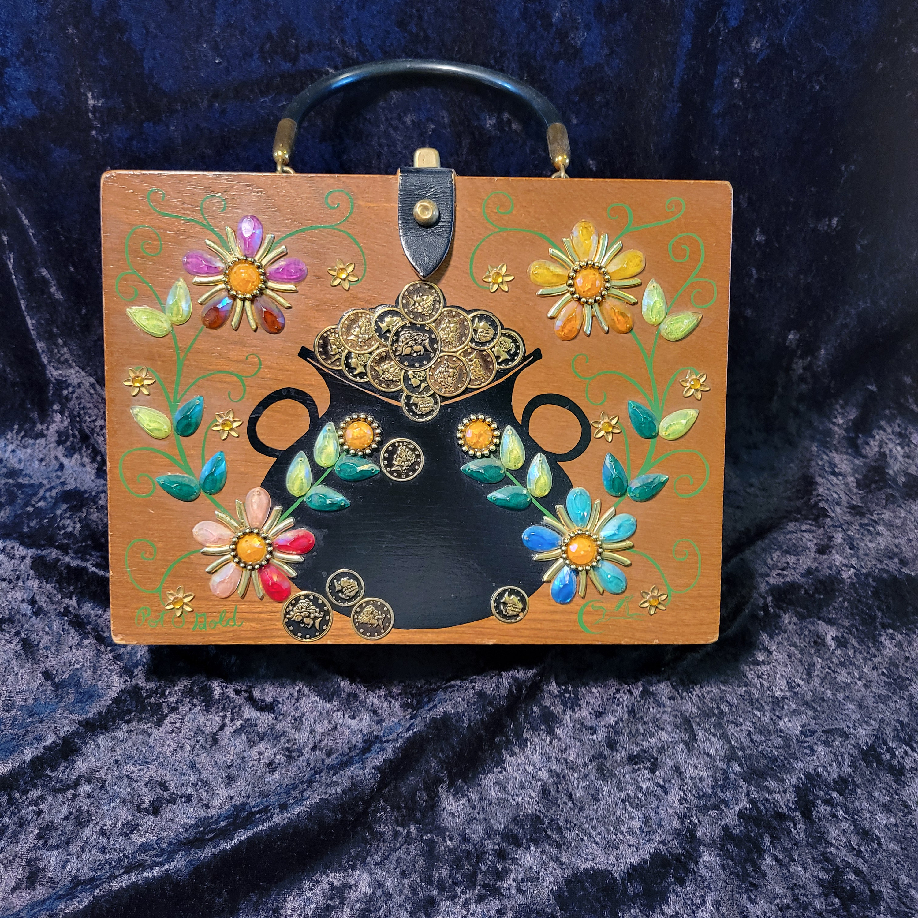 1960s Original Enid Collins Wood Box Handbag Titled 