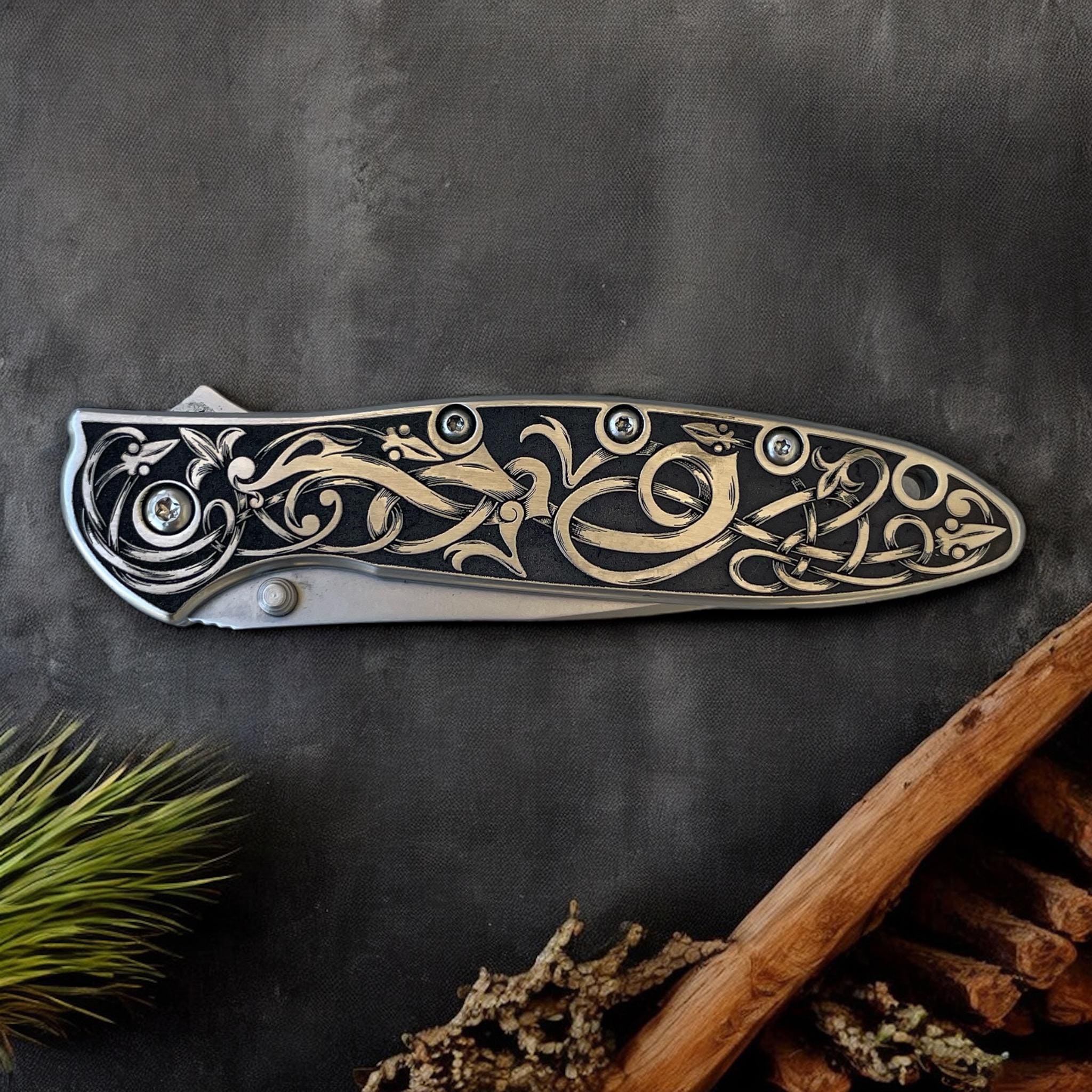 Kershaw Leek - Laser Engraved Viking Serpent - Etsy