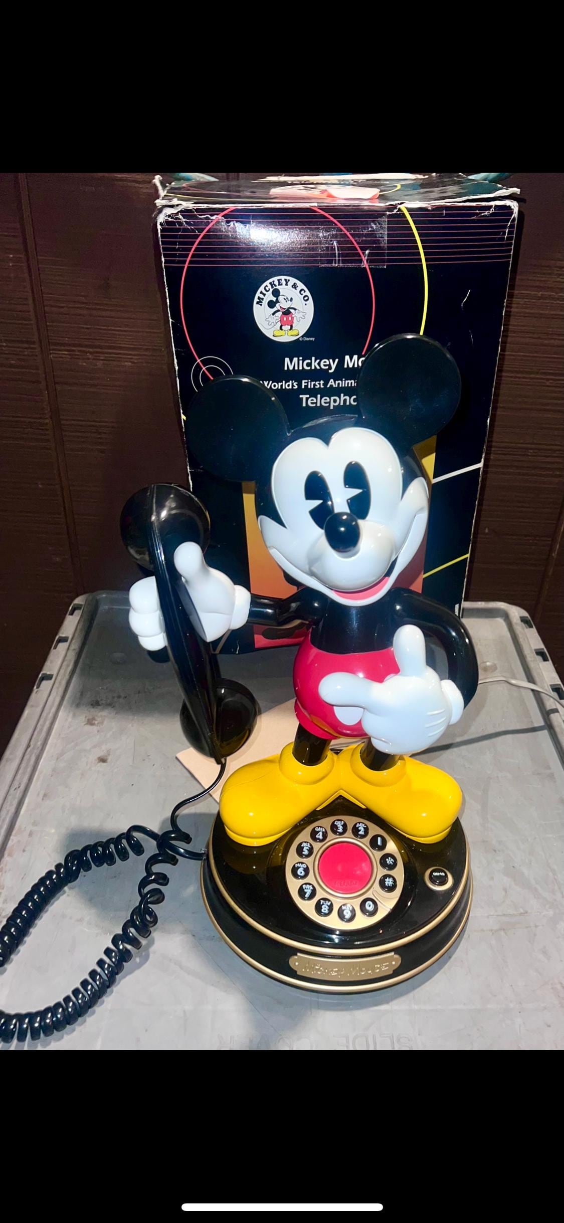Mickey Mouse Phone Original Box Vintage 1997 World's 1st Animated