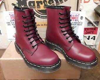 Vintage Dr Martens 8 Hole England Oxblood Cherry Red 1460 MIE