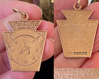 ヴィンテージ フリーメイソン ボールペンダント：9カラット ゴールド