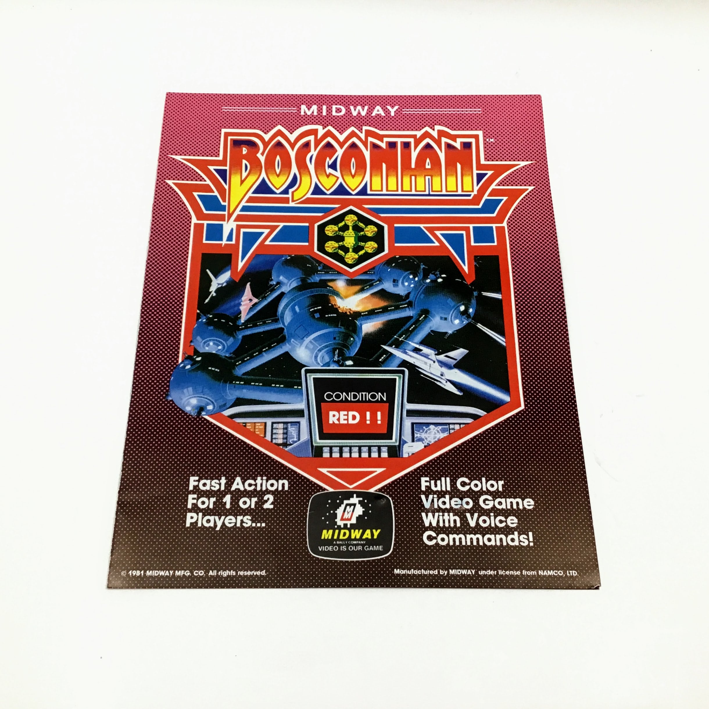 Midway Bosconian Video Game Arcade Flyer - 1981 Midway Arcade