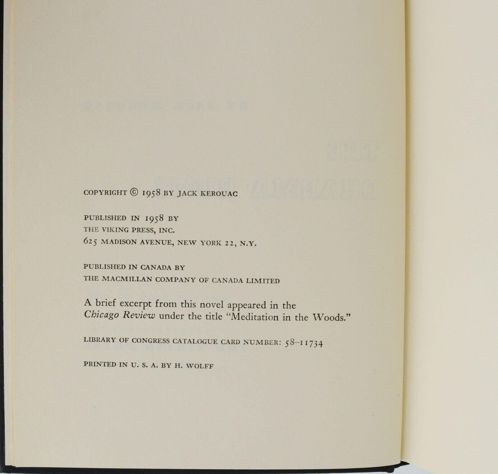 ジャック・ケルアック著『ダルマ・バムズ』～初版 1958年～第1刷