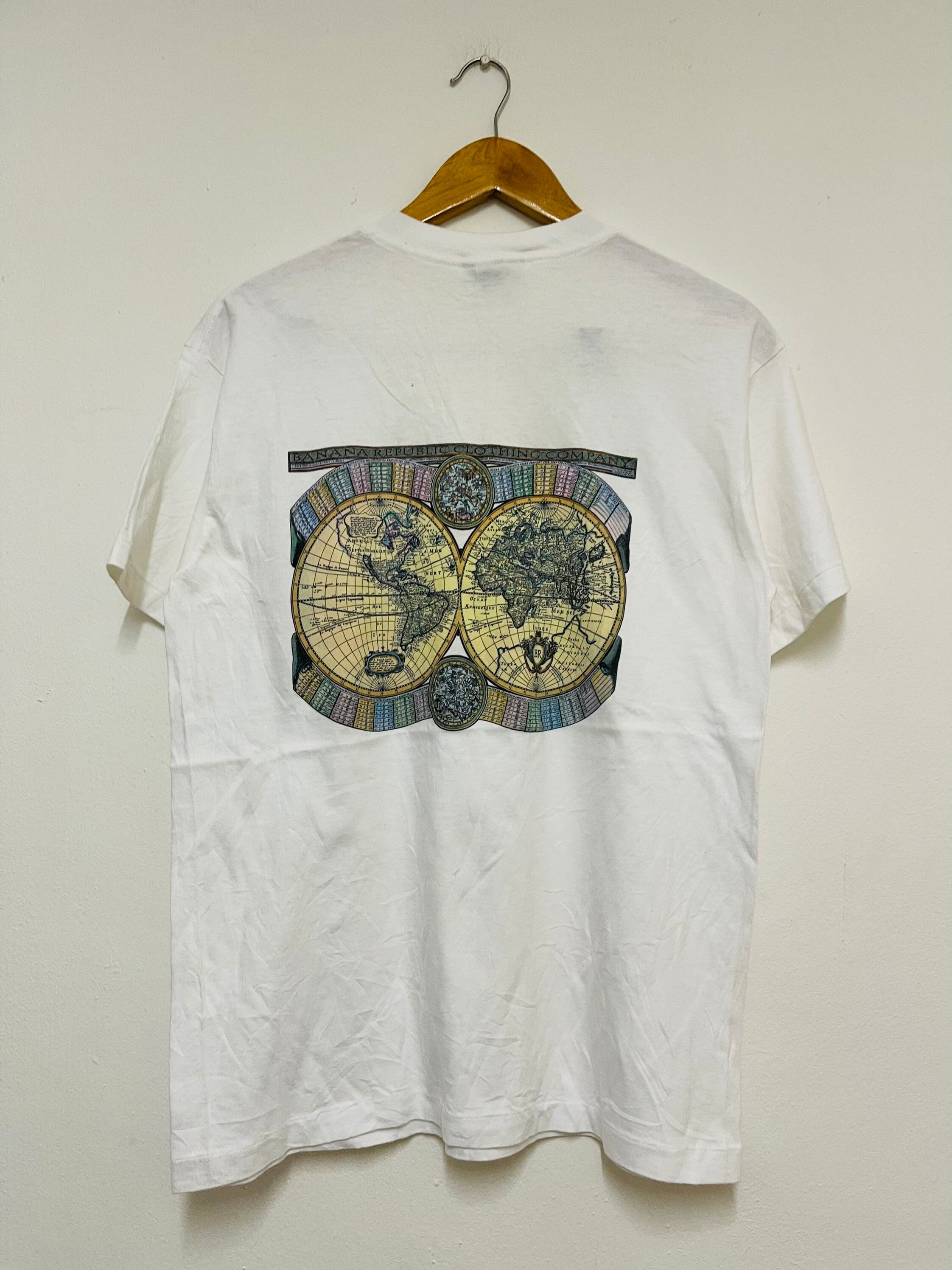 Vintage 90's Banana Republic “world Map T-shirt / Streetwear