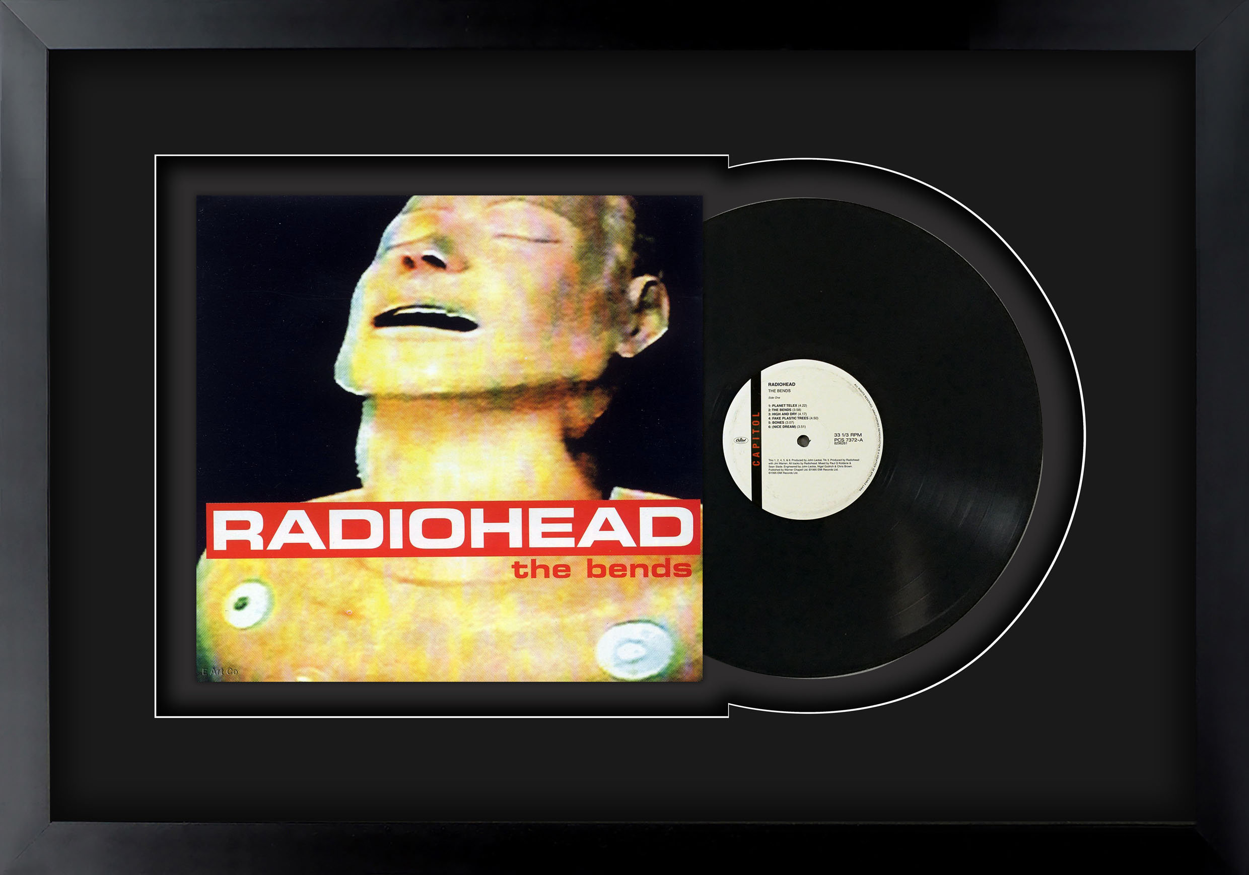 The Bends by Radiohead , Vinyl LP Record Framed and Ready to Hang