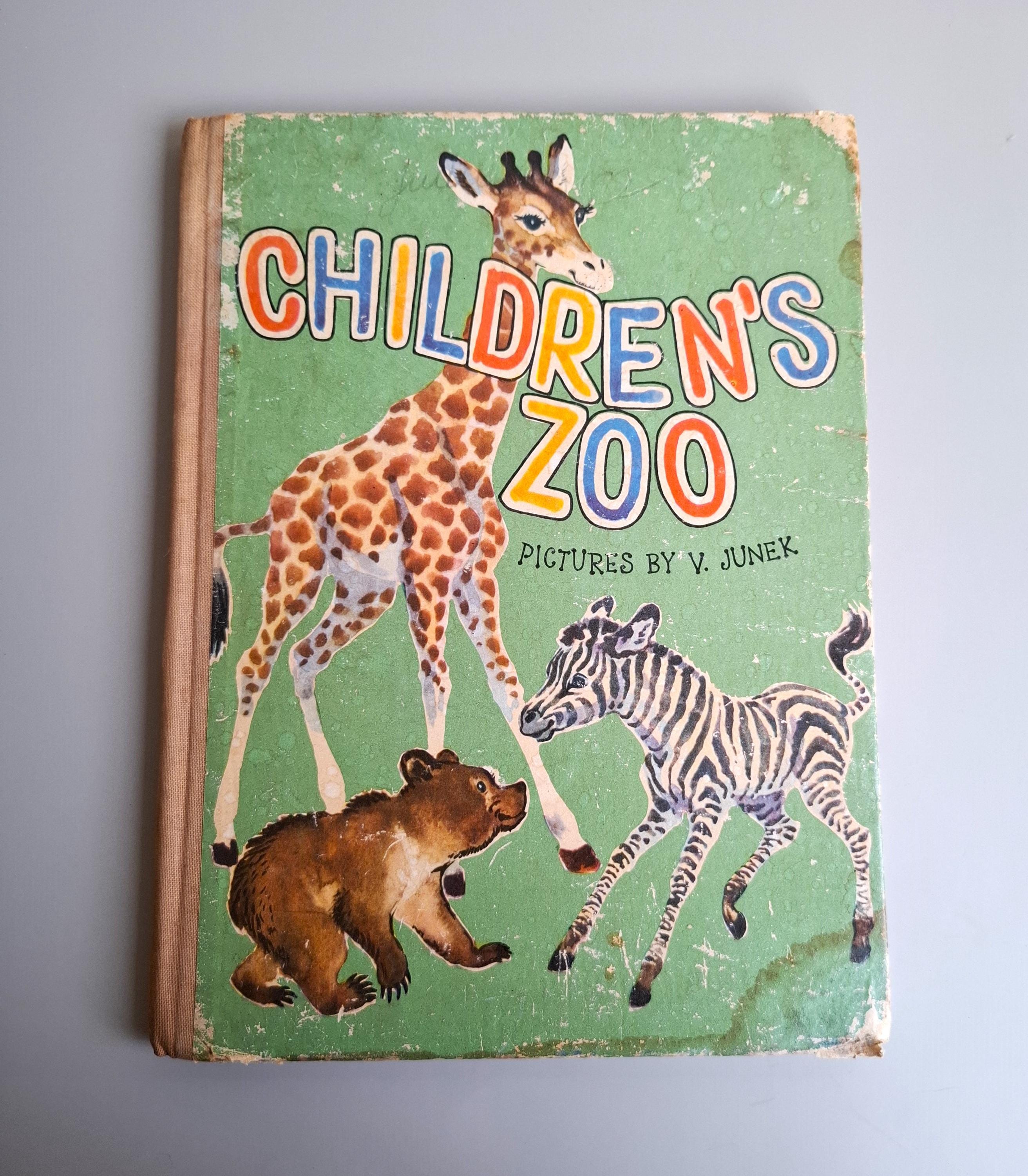 1940年代の子供動物園の絵本、イラスト：V. Junek、出版：Spring Books