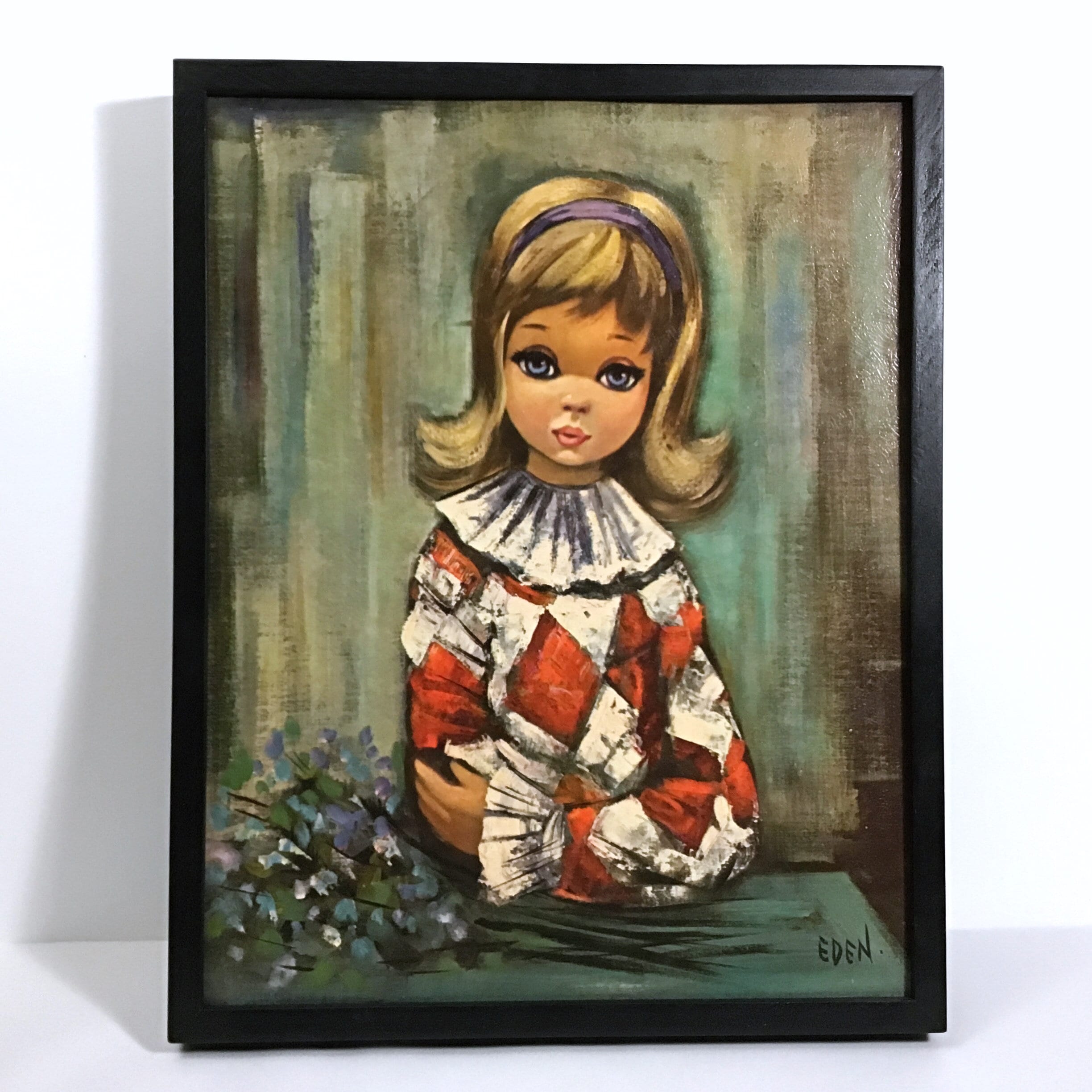 Eden Pierette Vintage 1960s Framed Color Litho Print on Textured