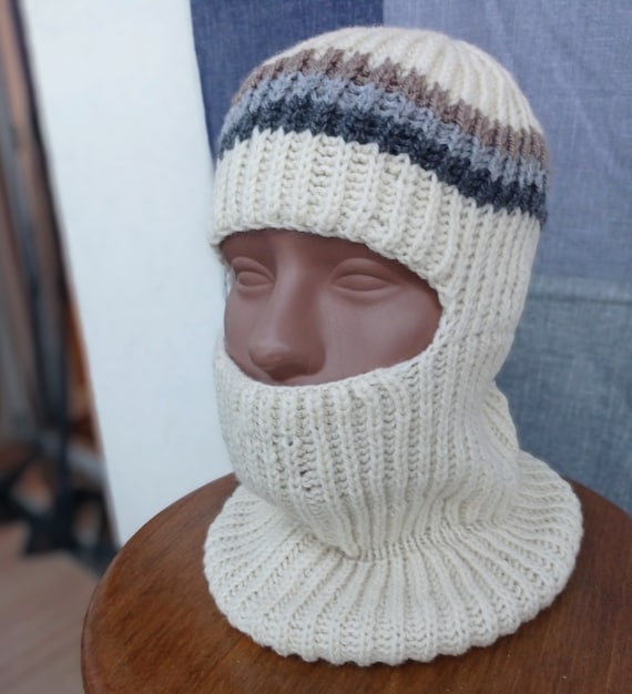 Hand-knitted Balaclava for Women, Wool, Merino, Winter Full Face