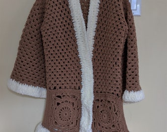 Electric Ladyland Tan Penny Lane / Afghan Coat Style Crochet