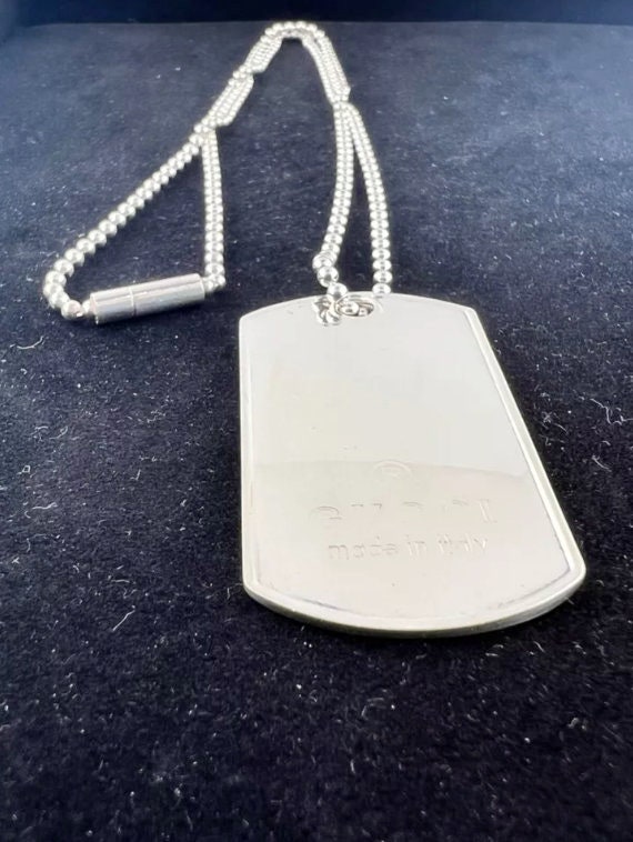 Gucci 925 Silver Dog Tag Pendant and Ball Chain Necklace - Etsy