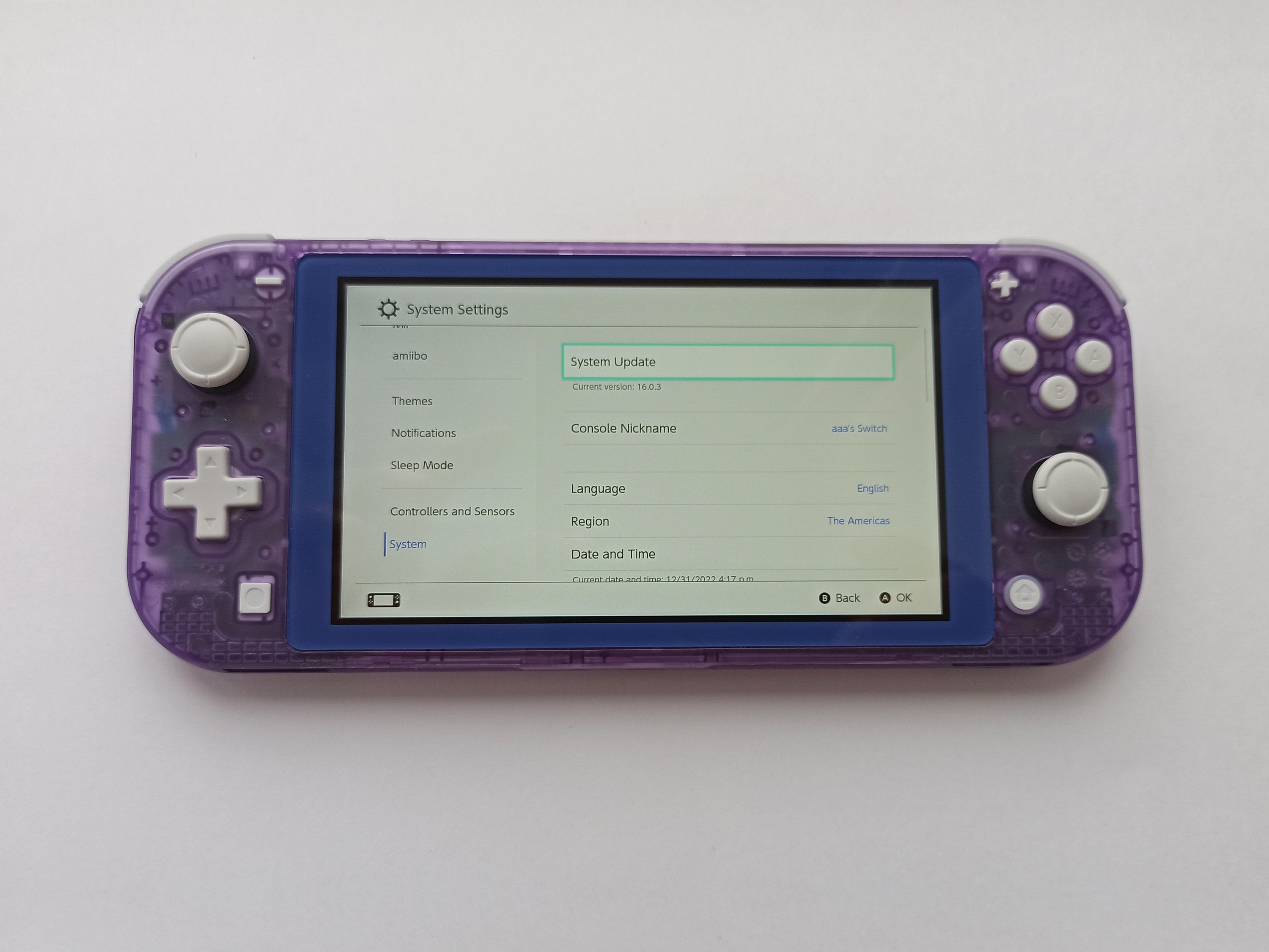 Custom Clear Purple Nintendo Switch Lite Console New Housing Shell