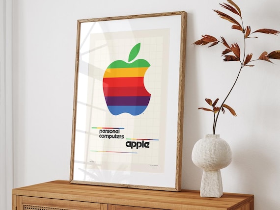 Apple Personal Computers Rainbow Logo Print, MAC Think Different