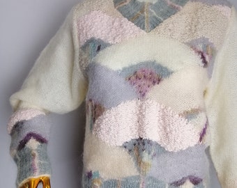 LAUREN HANSEN Hand Knit Sweater, 80s Handmade Mohair Sweater