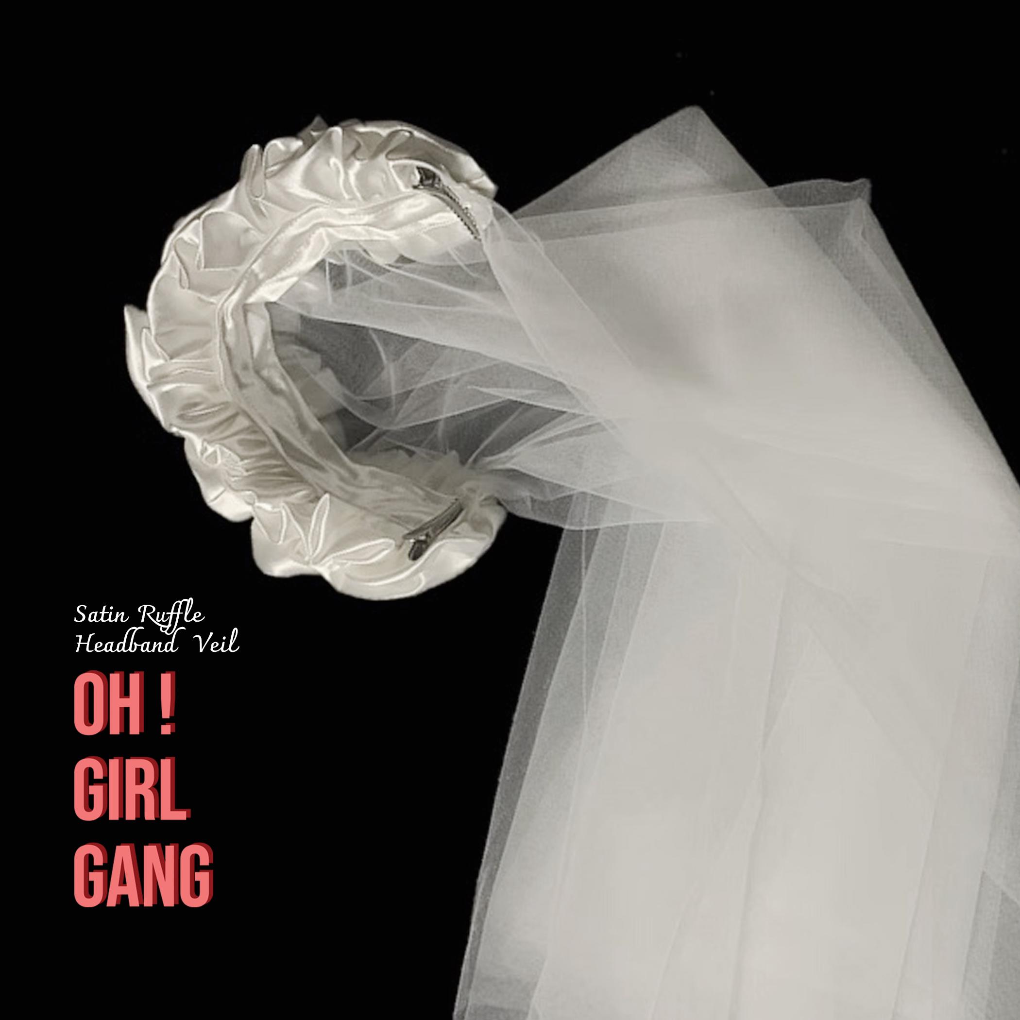 ボヘミアン風サテンフローラルブライダルベール：ハンドメイドの白い花