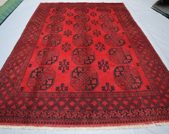 7x10 アンティーク トルクメン テケ エルサリ ラグ、アフガニスタン手