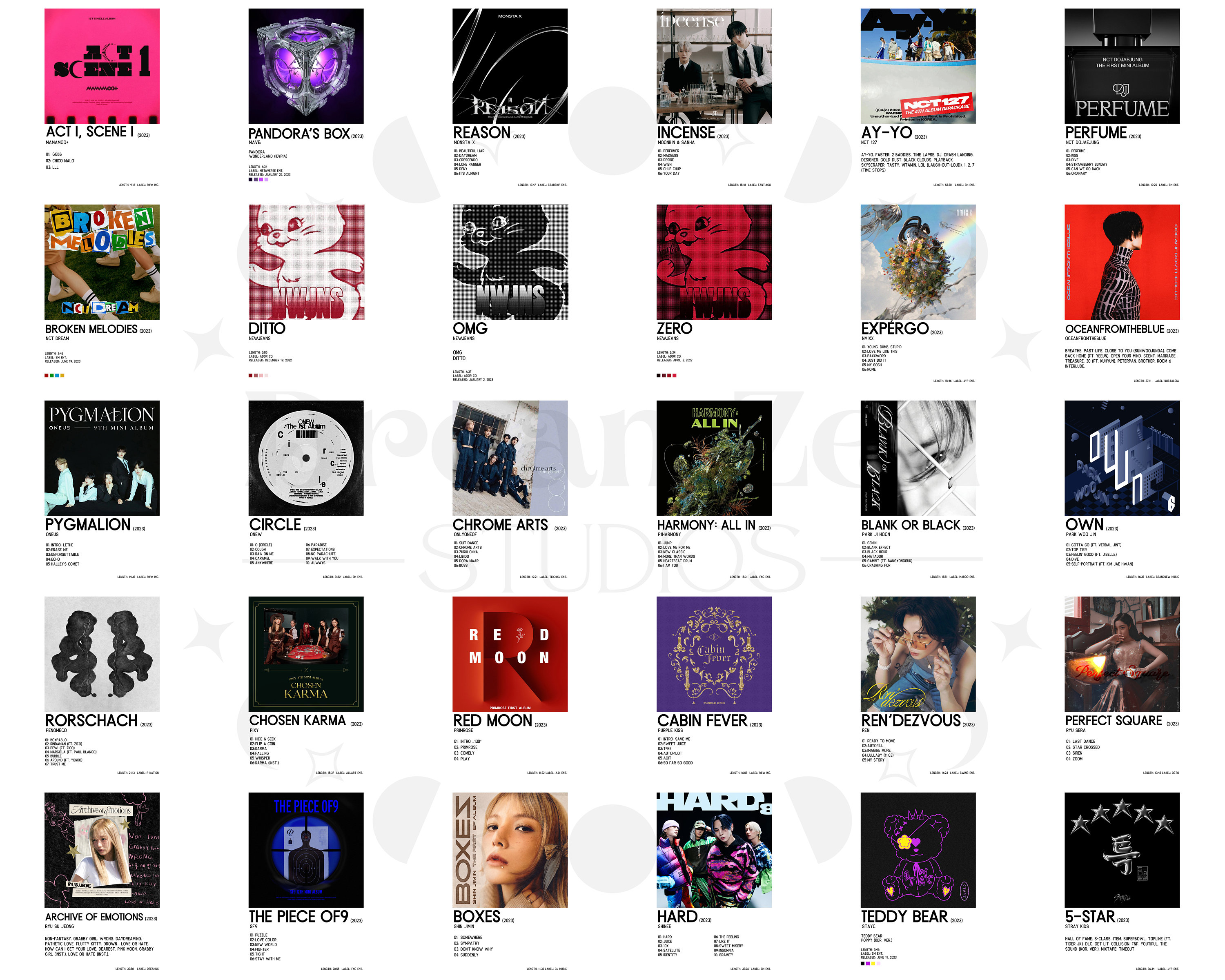 1000+ KPOP 2023 Album Posters Kit, Minimalist Album, Digital