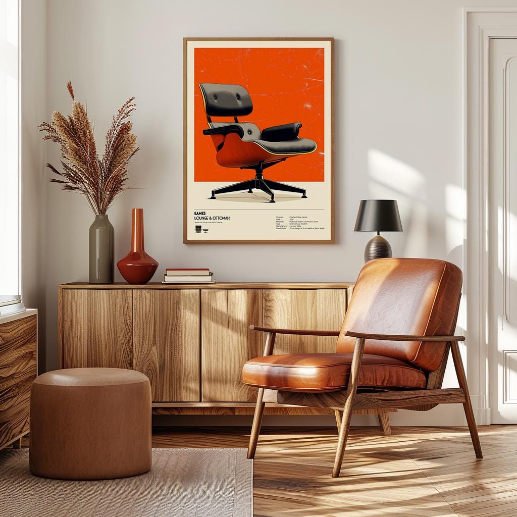 Eames Lounge Chair Print - Mid Century Modern Poster - Iconic