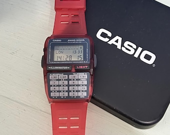 RARE RED Vintage Casio DBC-63 Dino Zone 1990s Databank Calculator