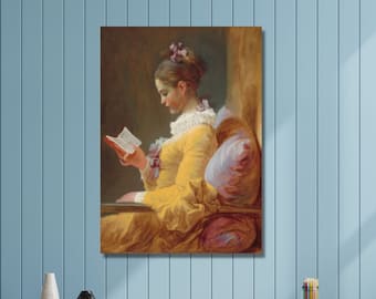 フラゴナール「読書する少女」キャンバスプリント：ジャン・オノレ