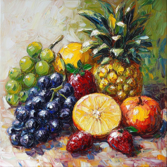 フルーツ2 印象派の静物画 様々なフルーツの油絵 デジタルダウンロード