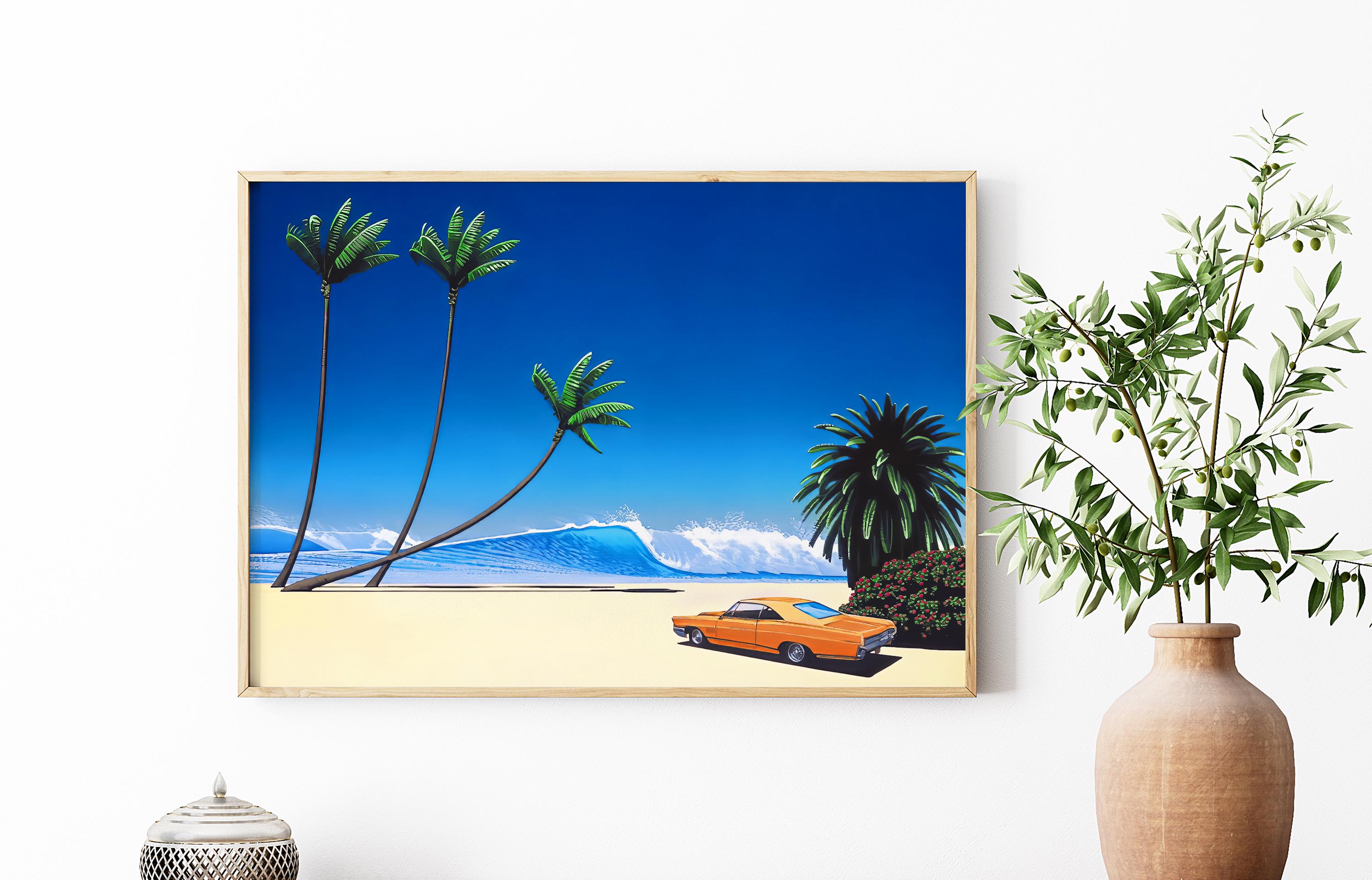 Impender Beach by Hiroshi Nagai, Wooden Framed Art, Japanese Retro
