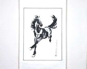 Xu Beihong、中国の水墨画の馬、馬の芸術、日本の版画、アートプリント