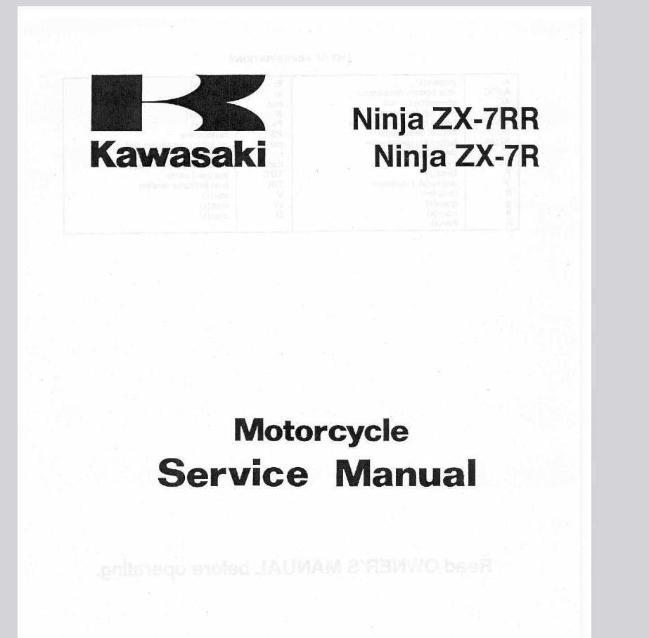 Kawasaki Ninja ZX7R 1996-2003 Service Repair Manual Pdf Download