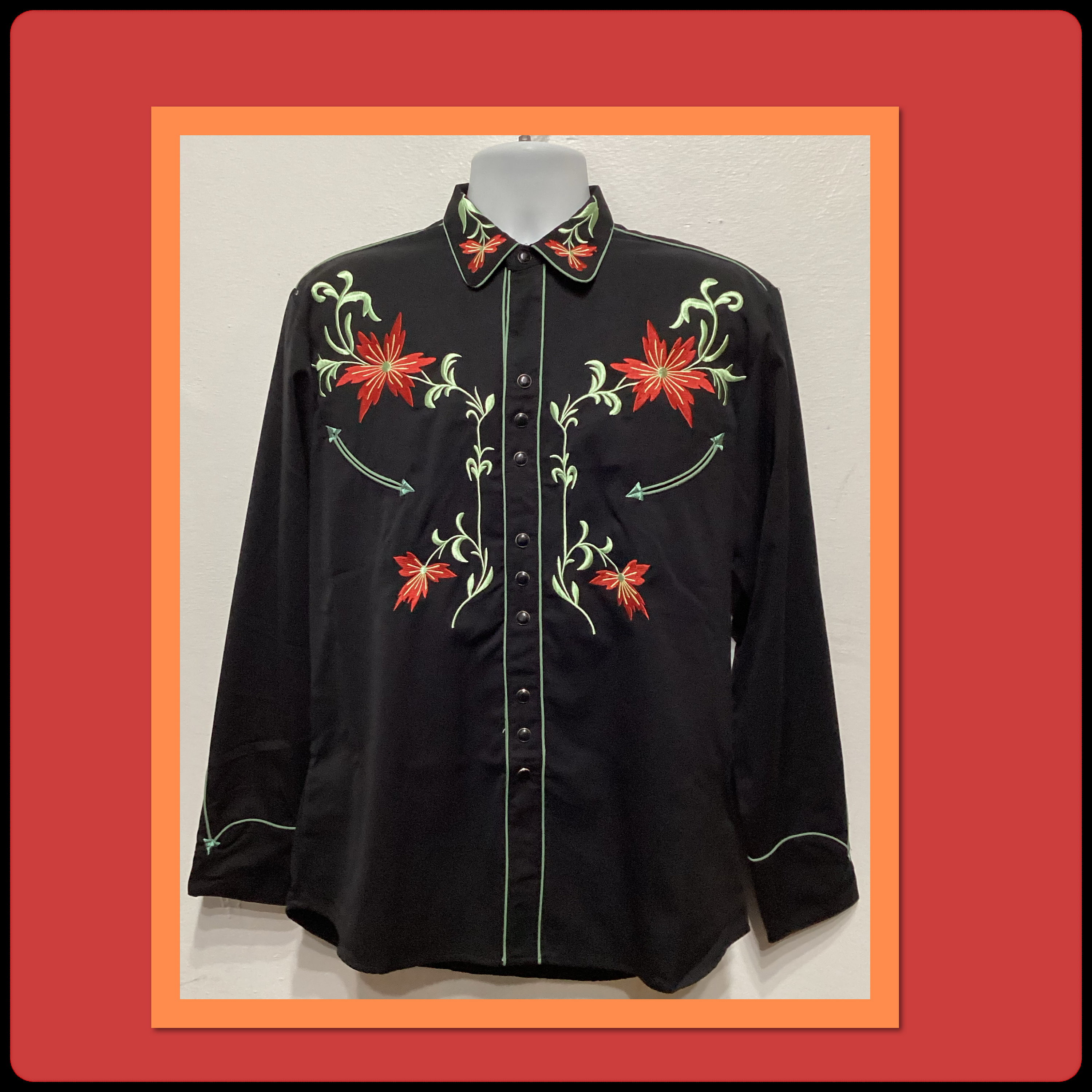 WS007 1950s Vintage Reproduction Embroidered Western Shirt by